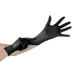 Lavex Powder-Free Disposable Black Hybrid 3.5 Mil Thick Gloves - Medium - 100/Box