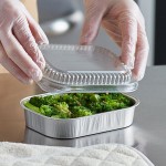 Choice Heavy Duty Smoothwall Silver Mini Oblong Foil Take-Out Pan with Dome Lid 16 oz. - 100/Case