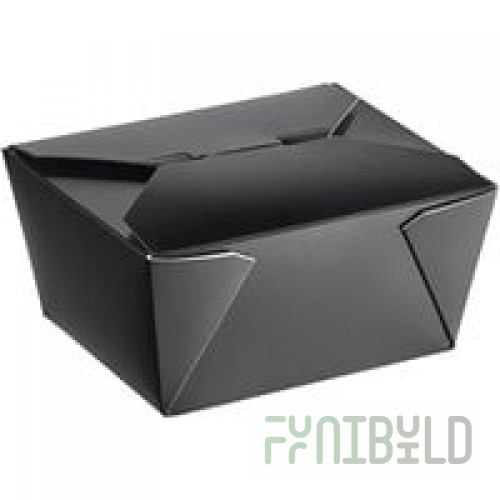 Fold-Pak 01BPBLACKM Bio-Pak Black Microwavable Paper #1 Take-Out Containers 4 3/8