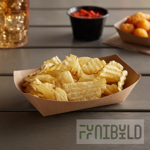 #100 1 lb. Natural Eco-Kraft Customizable Paper Food Tray - 1,000/Case