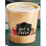 Choice 16 oz. Medley Double Poly-Coated Paper Soup / Hot Food Cup with Vented Plastic Lid - 25/Pack