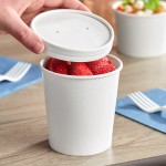 Choice 16 oz. White Double Poly-Coated Paper Food Cup with Vented Paper Lid - 250/Case Choice 16 oz. White Double Poly-Coated Paper Food Cup with Vented Paper Lid - 250/Case