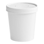 Choice 16 oz. White Double Poly-Coated Paper Food Cup with Vented Paper Lid - 250/Case Choice 16 oz. White Double Poly-Coated Paper Food Cup with Vented Paper Lid - 250/Case
