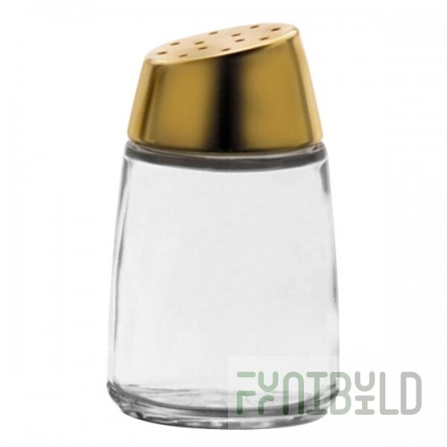 Vollrath 802G-12 Traex® Dripcut® Continental Collection 2 oz. Glass Salt and Pepper Shaker with Gold Top - 12/Case