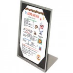 Menu Solutions MTCL-46 Alumitique Aluminum Menu Tent with Clip - Brushed Finish - 4 Menu Solutions MTCL-46 Alumitique Aluminum Menu Tent with Clip - Brushed Finish - 4