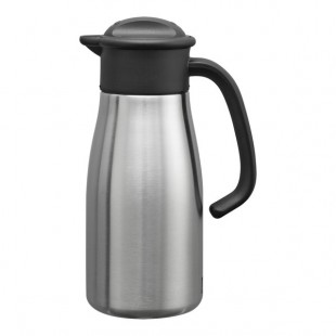 Service Ideas Portion Control Server 23.7 oz. Stainless Steel Insulated Coffee Carafe / Server with Black Lid 700NK-N
