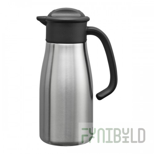 Service Ideas Portion Control Server 23.7 oz. Stainless Steel Insulated Coffee Carafe / Server with Black Lid 700NK-N