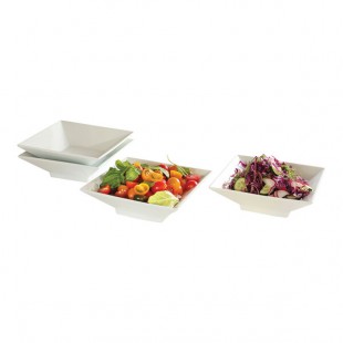 Rosseto CP002 34 oz. White Porcelain Square Bowl - 4/Set
