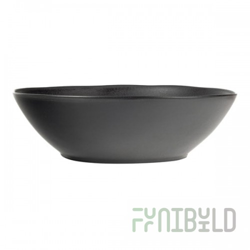 10 Strawberry Street Matte Wave 103 oz. Round Black Stoneware Serving Bowl - 4/Case