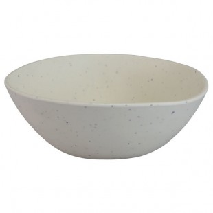 Elite Global Solutions B275076-ESS Morocco 1 Qt. Round Matte Speckled Eggshell Slanted Melamine Bowl - 6/Case Elite Global Solutions B275076-ESS Morocco 1 Qt. Round Matte Speckled Eggshell Slanted Melamine Bowl - 6/Case