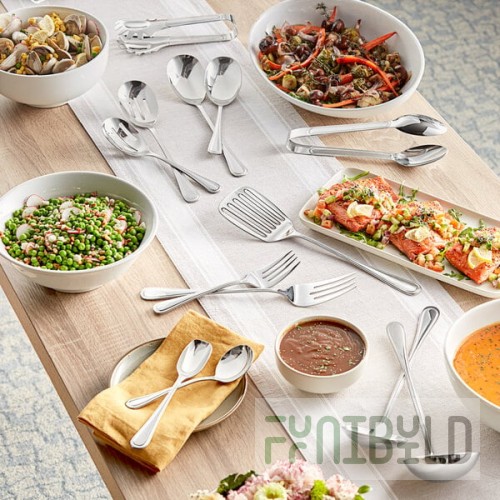 Acopa Edgeworth 19-Piece 18/8 Stainless Steel Extra Heavy Weight Serving Utensils Set
