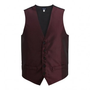 Edwards 4394 Men's Customizable Burgundy Brocade Diamond Pattern Server Vest - 2X