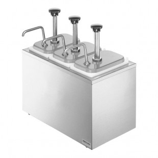 Server Stainless Steel Insulated Countertop Pump Dispenser with 3 Fountain Jars and 3 Stainless Steel Pumps