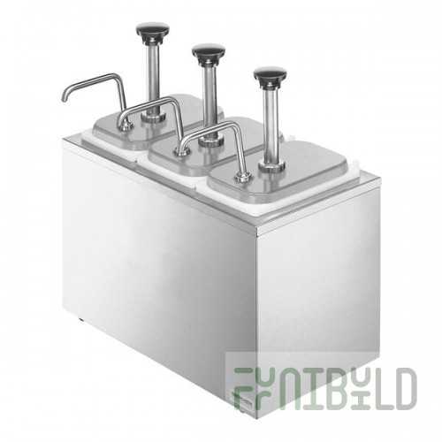 Server Stainless Steel Insulated Countertop Pump Dispenser with 3 Fountain Jars and 3 Stainless Steel Pumps
