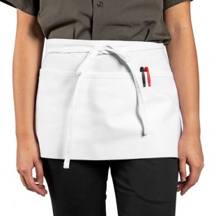 Uncommon Chef 3067 White Customizable Waist Apron with 3 Pockets - 11