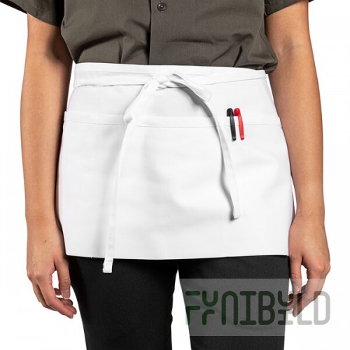 Uncommon Chef 3067 White Customizable Waist Apron with 3 Pockets - 11