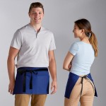 Choice Royal Blue Poly-Cotton Waist Apron with Black Webbing and 3 Pockets - 12 Choice Royal Blue Poly-Cotton Waist Apron with Black Webbing and 3 Pockets - 12