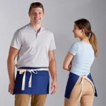 Choice Royal Blue Poly-Cotton Waist Apron with Black Webbing and 3 Pockets - 12 Choice Royal Blue Poly-Cotton Waist Apron with Black Webbing and 3 Pockets - 12