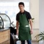 Choice Hunter Green Poly-Cotton Standard Bib Apron with 2 Pockets - 34 Choice Hunter Green Poly-Cotton Standard Bib Apron with 2 Pockets - 34