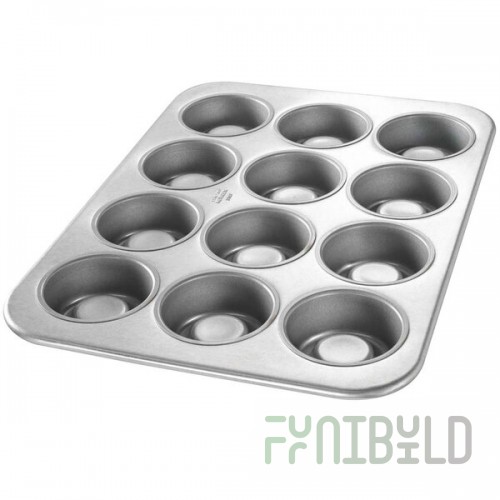 Chicago Metallic 43385 12 Cup 6 oz. Glazed Aluminized Steel MaryAnn / Strawberry Shortcake Specialty Pan - 12 7/8
