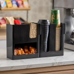 Choice Black 6-Section Countertop Cup, Lid and Napkin Organizer