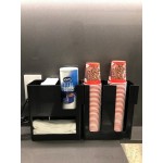 Choice Black 6-Section Countertop Cup, Lid and Napkin Organizer