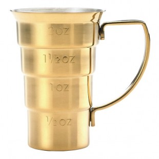 Barfly® M37108GD 2 oz. Gold-Plated Stepped Jigger with Handle Barfly® M37108GD 2 oz. Gold-Plated Stepped Jigger with Handle