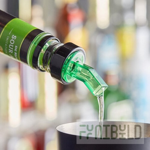 Choice Green Screened Liquor Pourer with Black Collar - 12/Pack