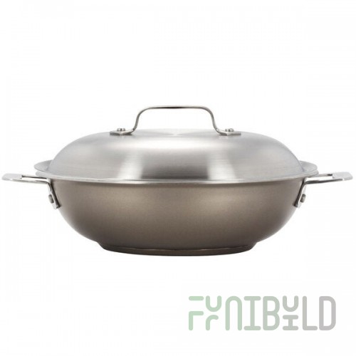 Bon Chef 60006TAUPE Cucina 3.5 Qt. Taupe Stainless Steel Induction Brazier Pan with Lid