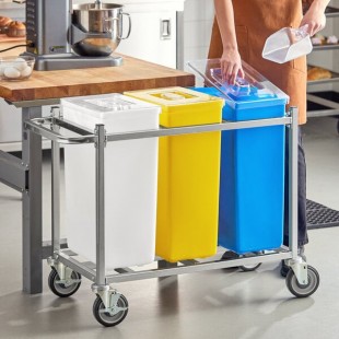 Baker's Lane 30 Gallon / 480 Cup Mobile Triple Ingredient Bin - Blue / White / Yellow