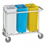 Baker's Lane 30 Gallon / 480 Cup Mobile Triple Ingredient Bin - Blue / White / Yellow Baker's Lane 30 Gallon / 480 Cup Mobile Triple Ingredient Bin - Blue / White / Yellow