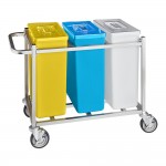 Baker's Lane 30 Gallon / 480 Cup Mobile Triple Ingredient Bin - Blue / White / Yellow Baker's Lane 30 Gallon / 480 Cup Mobile Triple Ingredient Bin - Blue / White / Yellow