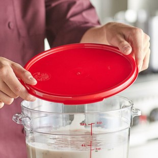 Vigor 6 and 8 Qt. Red Round Polypropylene Food Storage Container Lid Vigor 6 and 8 Qt. Red Round Polypropylene Food Storage Container Lid