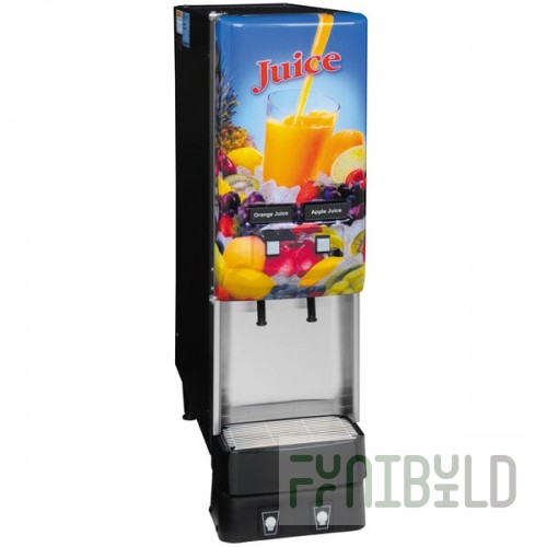 Bunn 37900.0044 JDF-2S Silver Series Two Flavor Cold Beverage System with Lighted Juice Graphic and Remote Dispense Switch