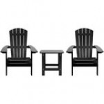 Flash Furniture Charlestown 2-Pack Black Faux Wood Folding Adirondack Chairs with Side Table Flash Furniture Charlestown 2-Pack Black Faux Wood Folding Adirondack Chairs with Side Table
