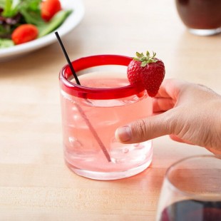 Libbey 92302R Aruba 12 oz. Customizable Rocks / Old Fashioned Glass with Red Rim - 12/Case