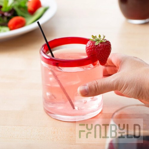 Libbey 92302R Aruba 12 oz. Customizable Rocks / Old Fashioned Glass with Red Rim - 12/Case