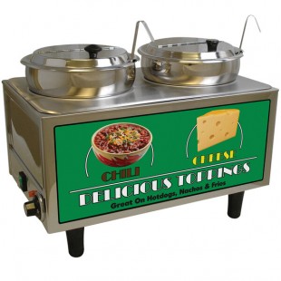 Benchmark USA 51072A Dual 7 Qt. Chili and Cheese Warmer with Ladles and Lids - 120V, 1200W Benchmark USA 51072A Dual 7 Qt. Chili and Cheese Warmer with Ladles and Lids - 120V, 1200W