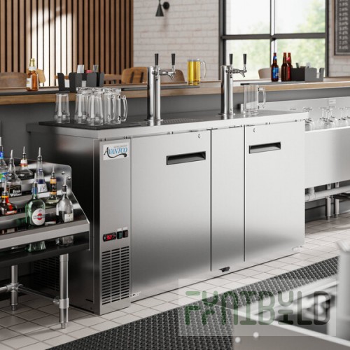 Avantco UDD-3-HC-S Stainless Steel Kegerator / Beer Dispenser with (2) 2 Tap Towers - (3) 1/2 Keg Capacity
