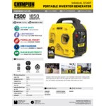 Champion Power Equipment 79 CC Inverter Portable Generator 200951 - 2,500 / 1,850W, 120V