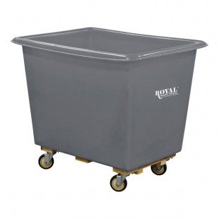 Royal Basket Trucks 10 Cu. Ft. Gray Poly Truck with Wood Base and 2 Rigid / 2 Swivel Casters R08-GRX-PTC-4UNN
