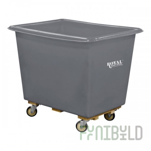 Royal Basket Trucks 10 Cu. Ft. Gray Poly Truck with Wood Base and 2 Rigid / 2 Swivel Casters R08-GRX-PTC-4UNN