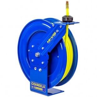 Coxreels P-LP-350-HV Spring Rewind Performance High Visibility Air and Water Hose Reel with (1) Low Pressure 3/8