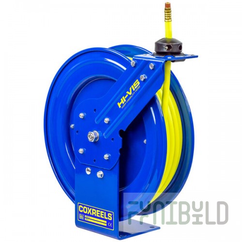 Coxreels P-LP-350-HV Spring Rewind Performance High Visibility Air and Water Hose Reel with (1) Low Pressure 3/8