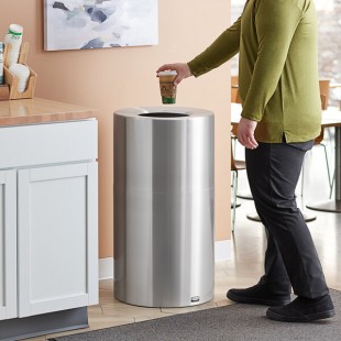 Rubbermaid® FGAOT35SA Atrium Satin Finish 2-Piece Round Open Top Aluminum Trash Can 35 Gallon Rubbermaid® FGAOT35SA Atrium Satin Finish 2-Piece Round Open Top Aluminum Trash Can 35 Gallon