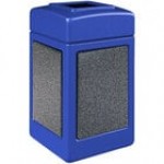 Commercial Zone 720326K StoneTec 42 Gallon Square Forest Green Open Top Decorative Trash Can with Pepperstone Panels