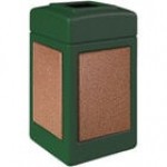 Commercial Zone 720326K StoneTec 42 Gallon Square Forest Green Open Top Decorative Trash Can with Pepperstone Panels