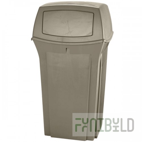 Rubbermaid® FG843088BEIG Ranger Beige Square Trash Can With 2 Doors 35 Gallon
