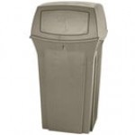 Rubbermaid® FG843088BEIG Ranger Beige Square Trash Can With 2 Doors 35 Gallon