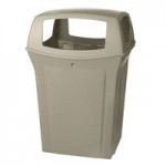 Rubbermaid® FG843088BEIG Ranger Beige Square Trash Can With 2 Doors 35 Gallon